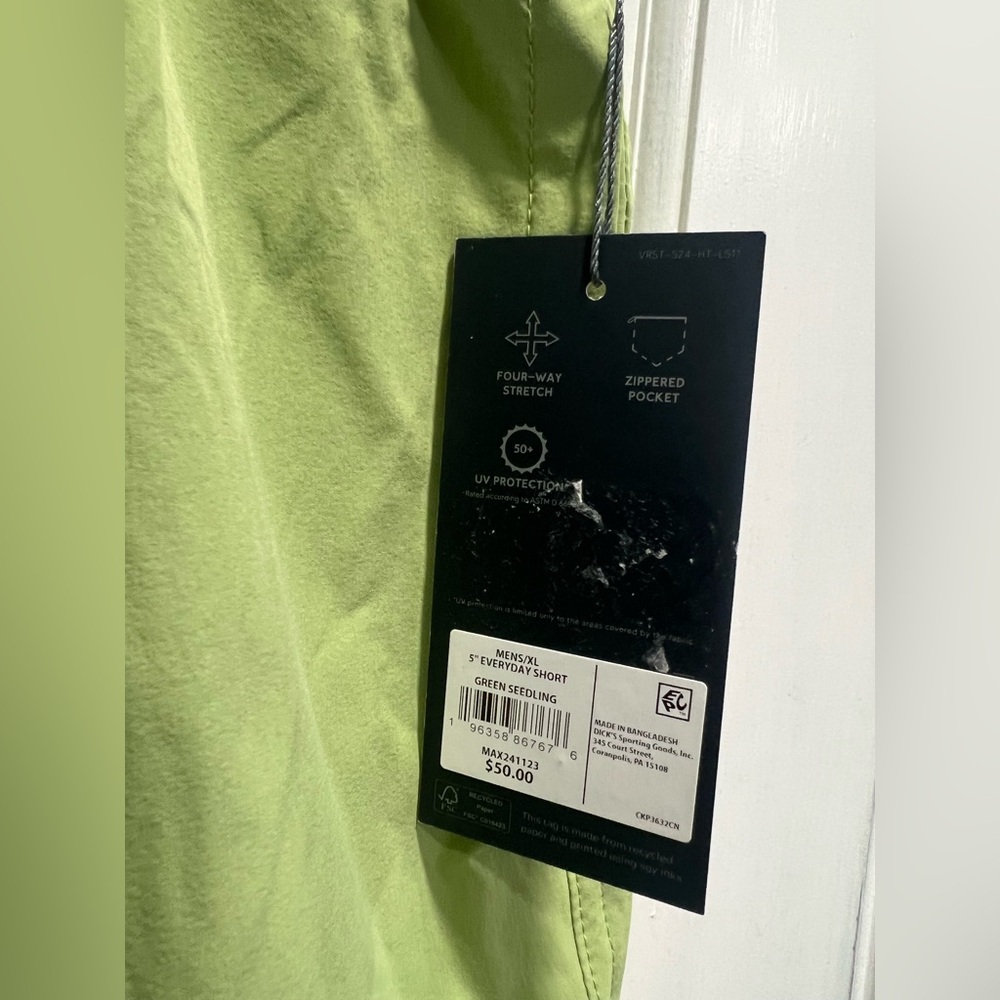 VRST NWT Everyday 5” Relaxed Elastic Waist UV Protection Green Shorts SZ XL NEW - Picture 3 of 10